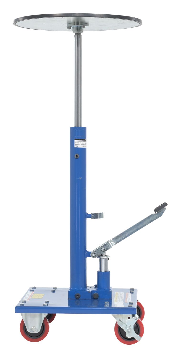 Steel 18" Round Top Hydraulic Post Table 300 Lb. Capacity Blue