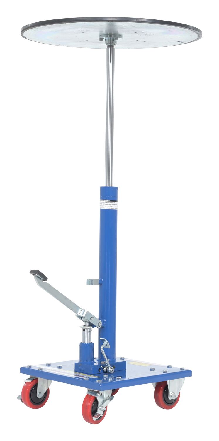 Steel 24" Round Top Hydraulic Post Table 300 Lb. Capacity Blue