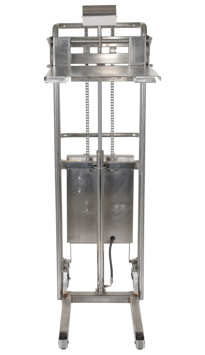 Vestil Partially Stainless Steel Portable DC Powered Hefti-Lift 44 In. x 68 In. 880 Lb. Capacity Silver