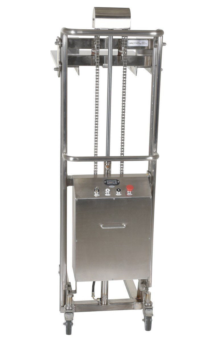 Vestil Partially Stainless Steel Portable DC Powered Hefti-Lift 44 In. x 68 In. 880 Lb. Capacity Silver