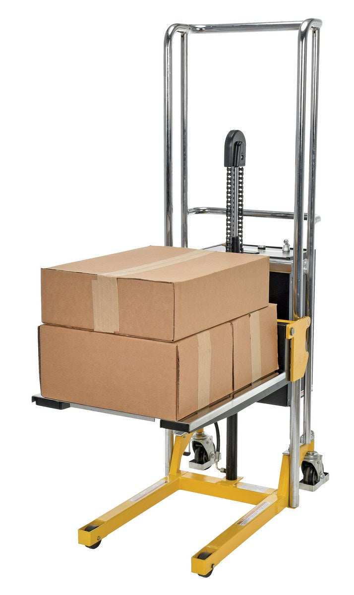 Vestil Steel Portable DC Powered Hefti-Lift 37 In. x 69 In. 880 Lb. Capacity Silver / Black