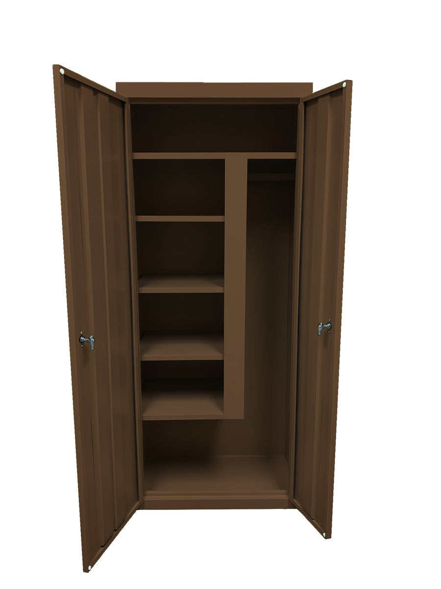 Steel Cabinets USA Combination Janitorial Cabinet  - 30x18x72 Walnut