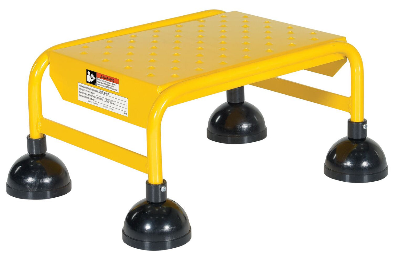 Perforated 1 Step Commercial Spring Loaded Rolling Ladder - Yellow