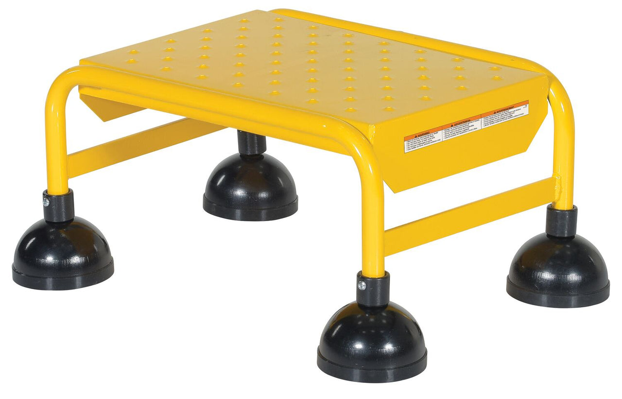 Perforated 1 Step Commercial Spring Loaded Rolling Ladder - Yellow