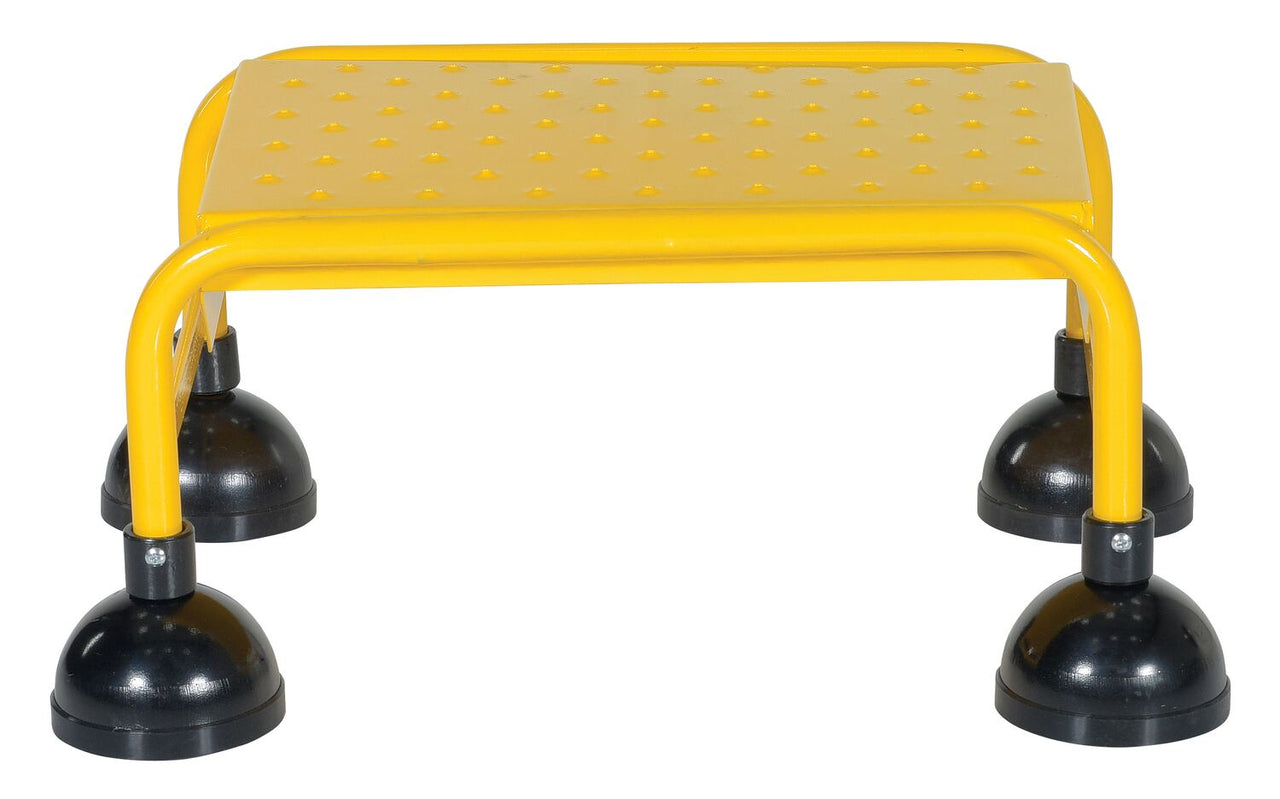 Perforated 1 Step Commercial Spring Loaded Rolling Ladder - Yellow