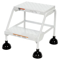 Thumbnail for Perforated 2 Step Commercial Spring Loaded Rolling Ladder - White