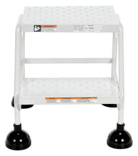 Thumbnail for Perforated 2 Step Commercial Spring Loaded Rolling Ladder - White