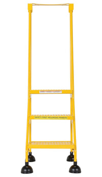 Thumbnail for Perforated 3 Step Commercial Spring Loaded Rolling Ladder - Yellow