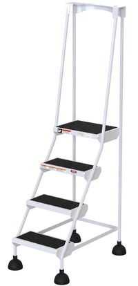 Thumbnail for 4 Step Commercial Spring Loaded Rolling Ladder - White