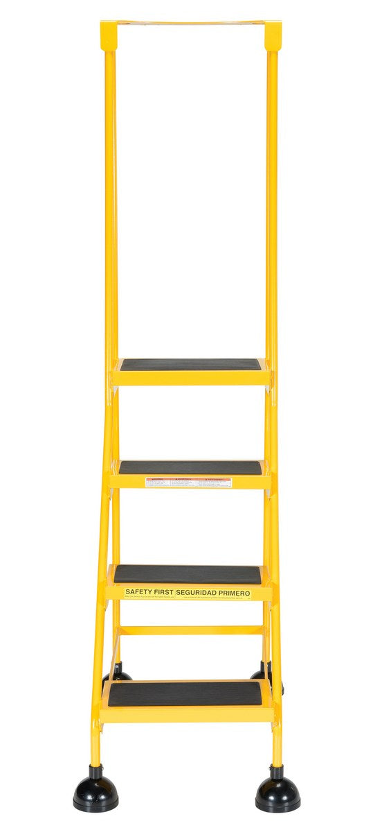 4 Step Commercial Spring Loaded Rolling Ladder - Yellow