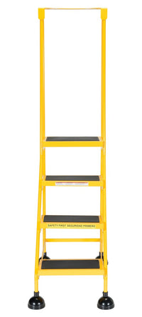 Thumbnail for 4 Step Commercial Spring Loaded Rolling Ladder - Yellow