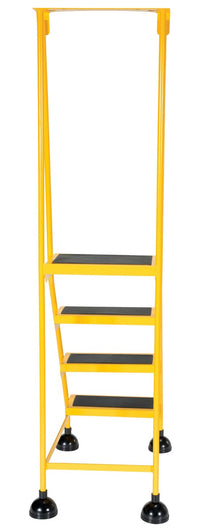 Thumbnail for 4 Step Commercial Spring Loaded Rolling Ladder - Yellow