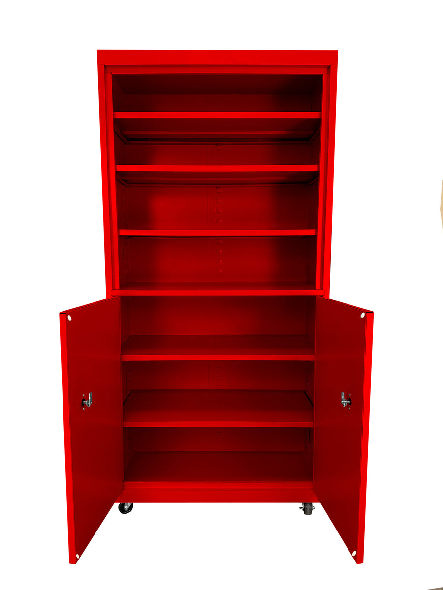 Steel Cabinets USA Mobile Cabinet For Multi Purpose Storage - 36x18x78 Red