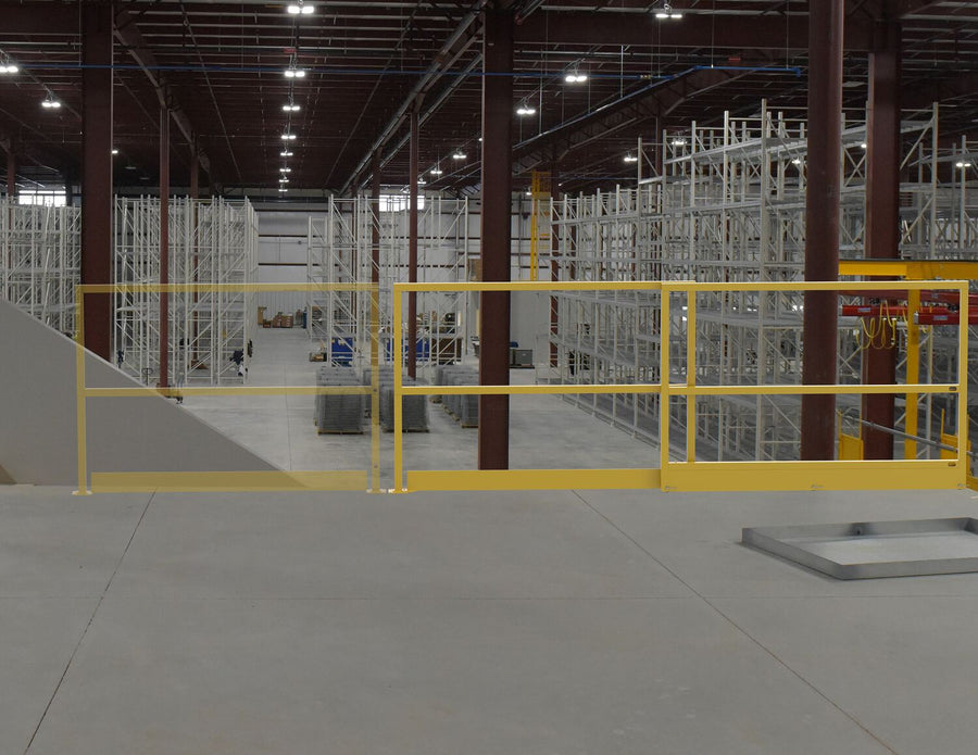Steel Mezzanine Sliding Gate 54" Opening Width Yellow