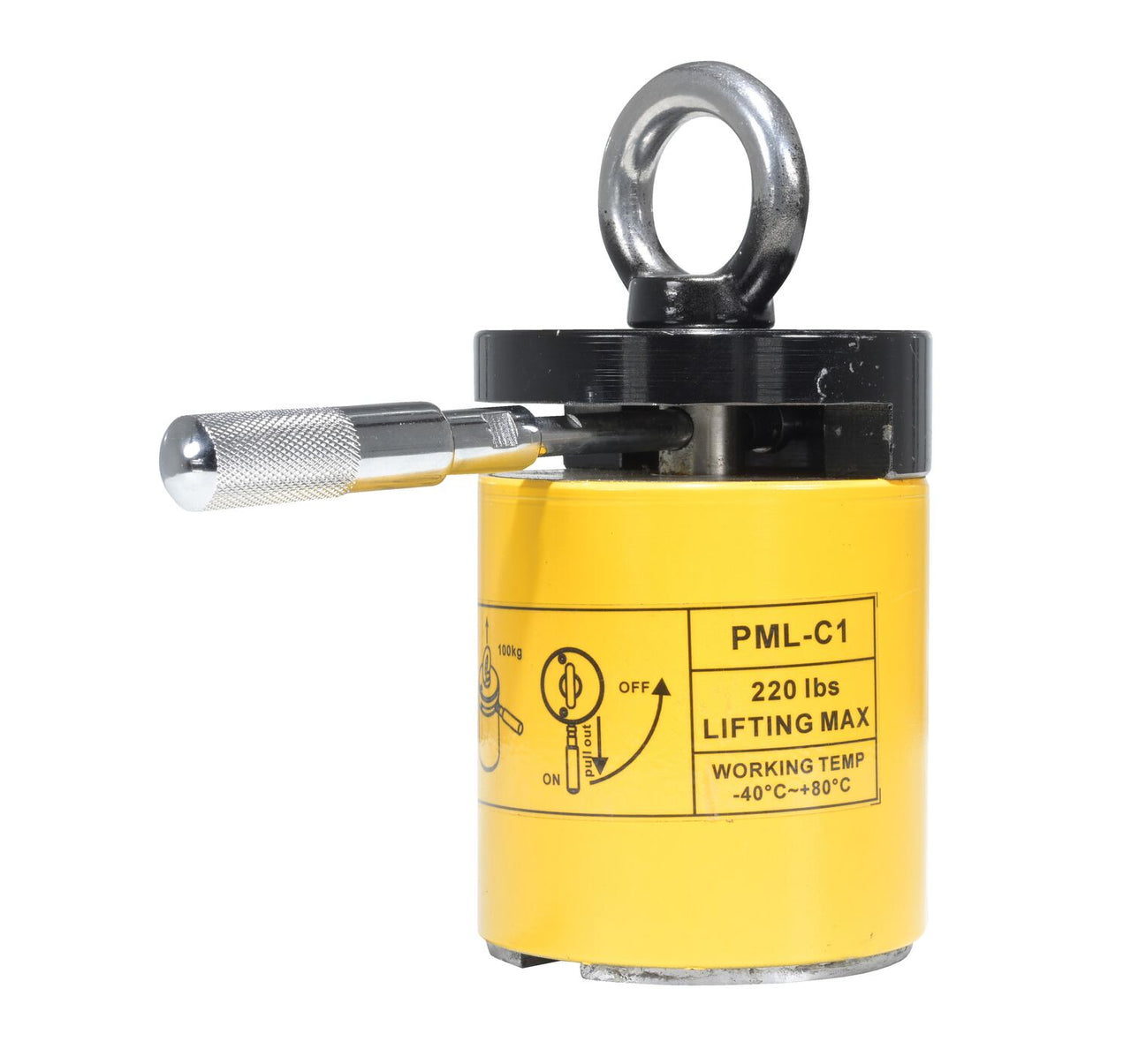 Steel Magnetic Lifter Cylindrical 3-1/2 x 6-7/8 x6-7/8 200 Lb. Capacity Yellow