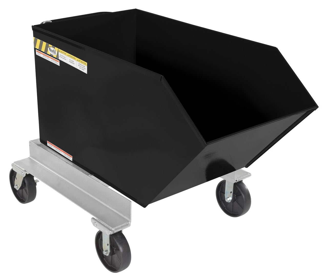 Steel Portable Tilting Hopper 1/2 Cubic Yard 2,000 Lb. Capacity Black