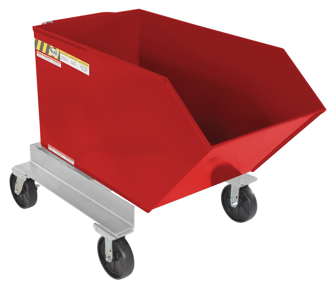 Steel Portable Tilting Hopper 1/2 Cubic Yard 2,000 Lb. Capacity Red