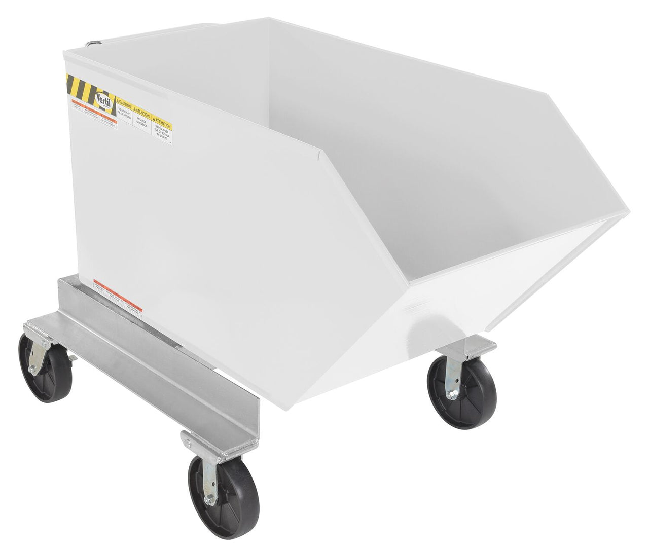 Steel Portable Tilting Hopper 1/2 Cubic Yard 2,000 Lb. Capacity White