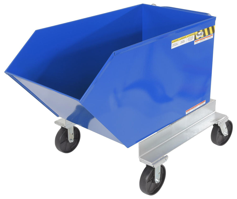 Steel Portable Tilting Hopper 3/4 Cubic Yard 2,000 Lb. Capacity Blue
