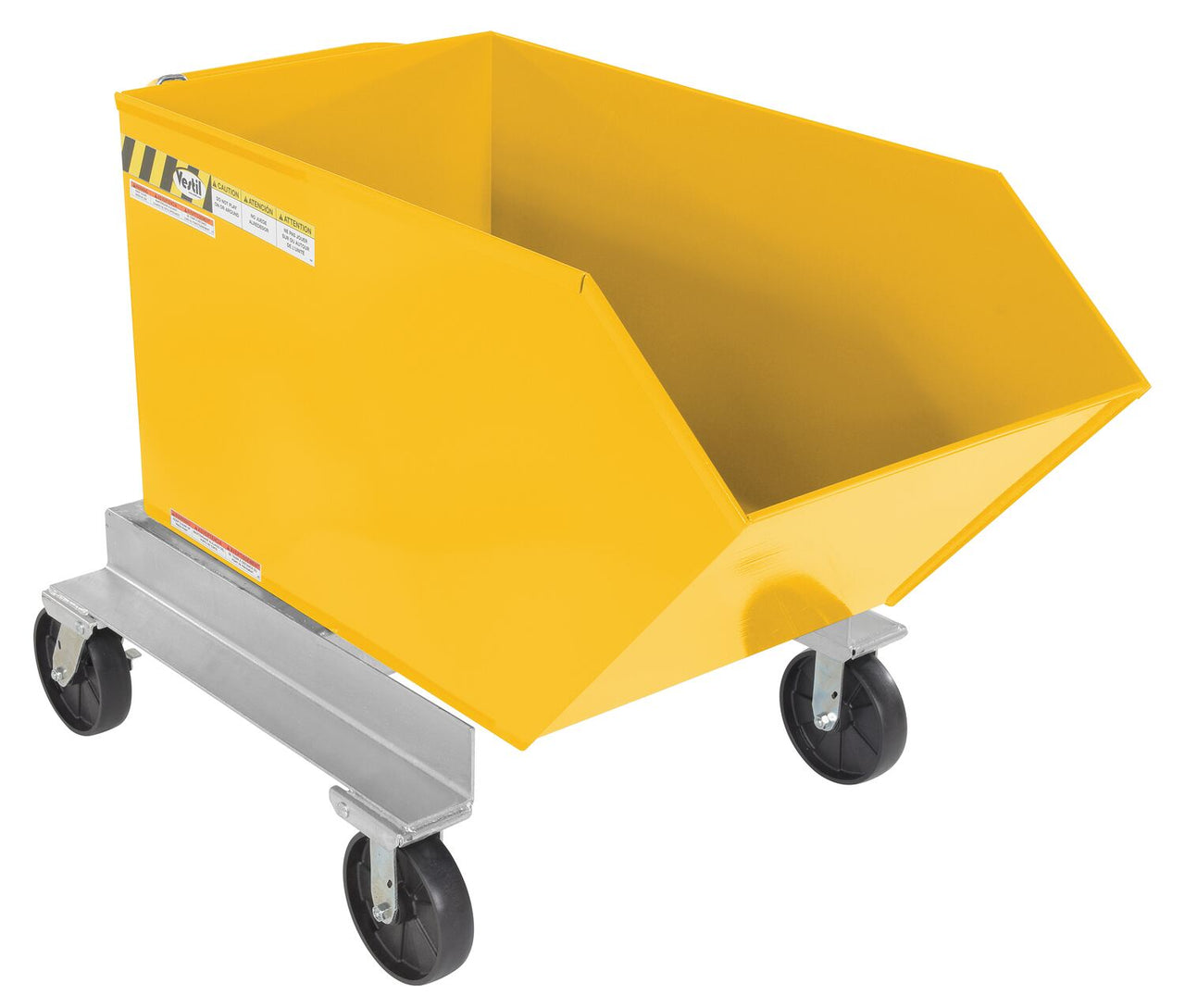 Steel Portable Tilting Hopper 3/4 Cubic Yard 2,000 Lb. Capacity Yellow