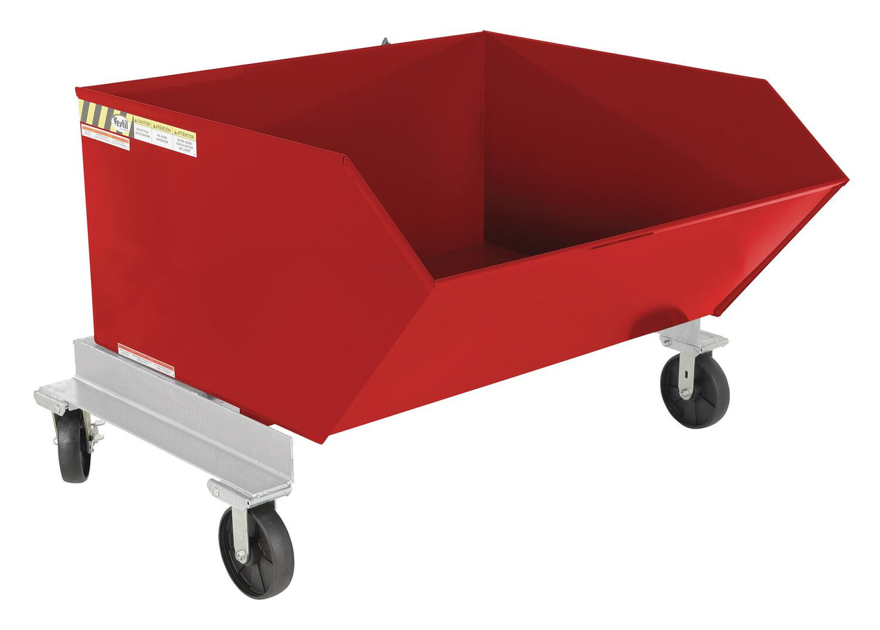 Steel Portable Tilting Hopper 1 Cubic Yard 2,000 Lb. Capacity Red