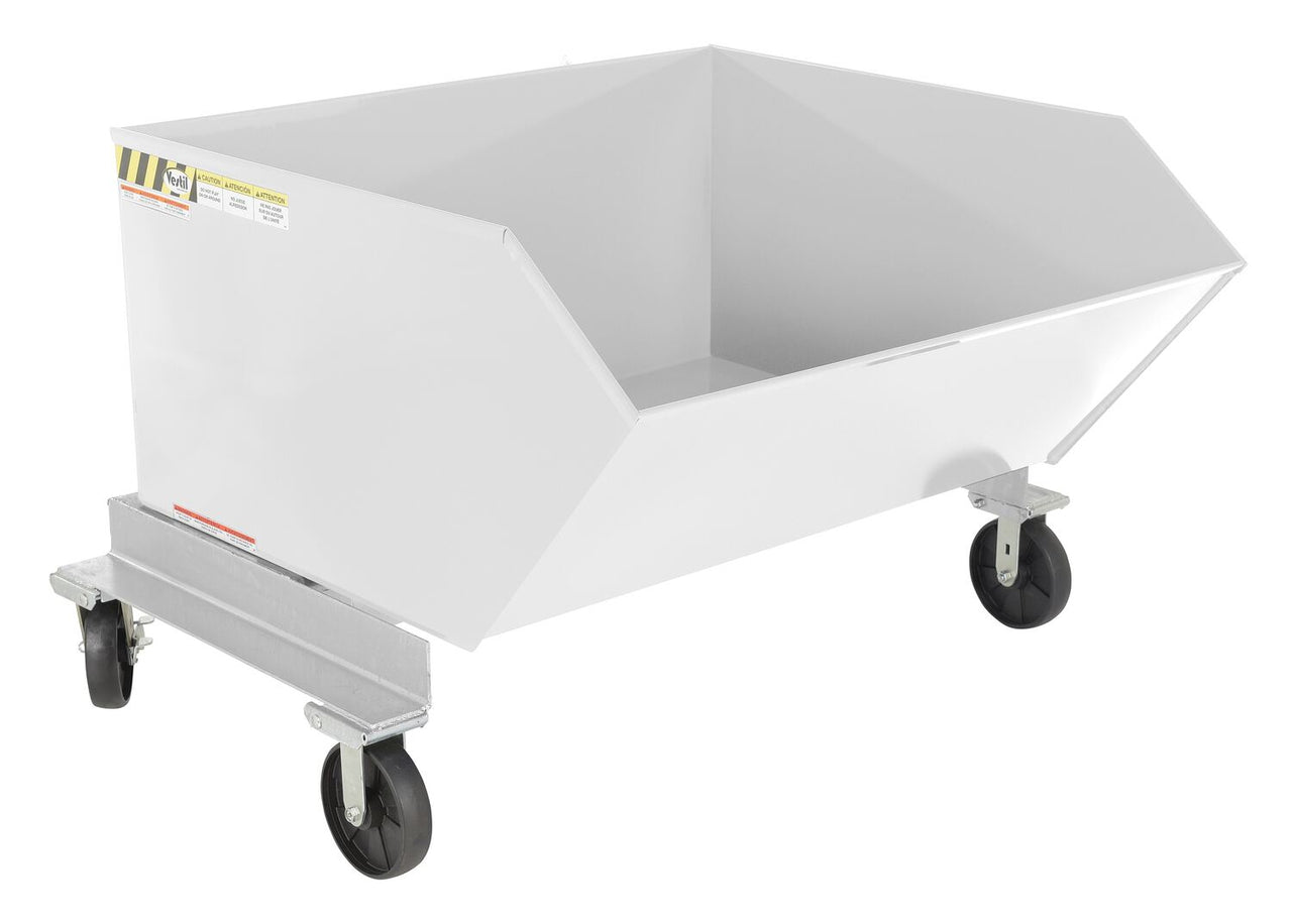 Steel Portable Tilting Hopper 1 Cubic Yard 2,000 Lb. Capacity White