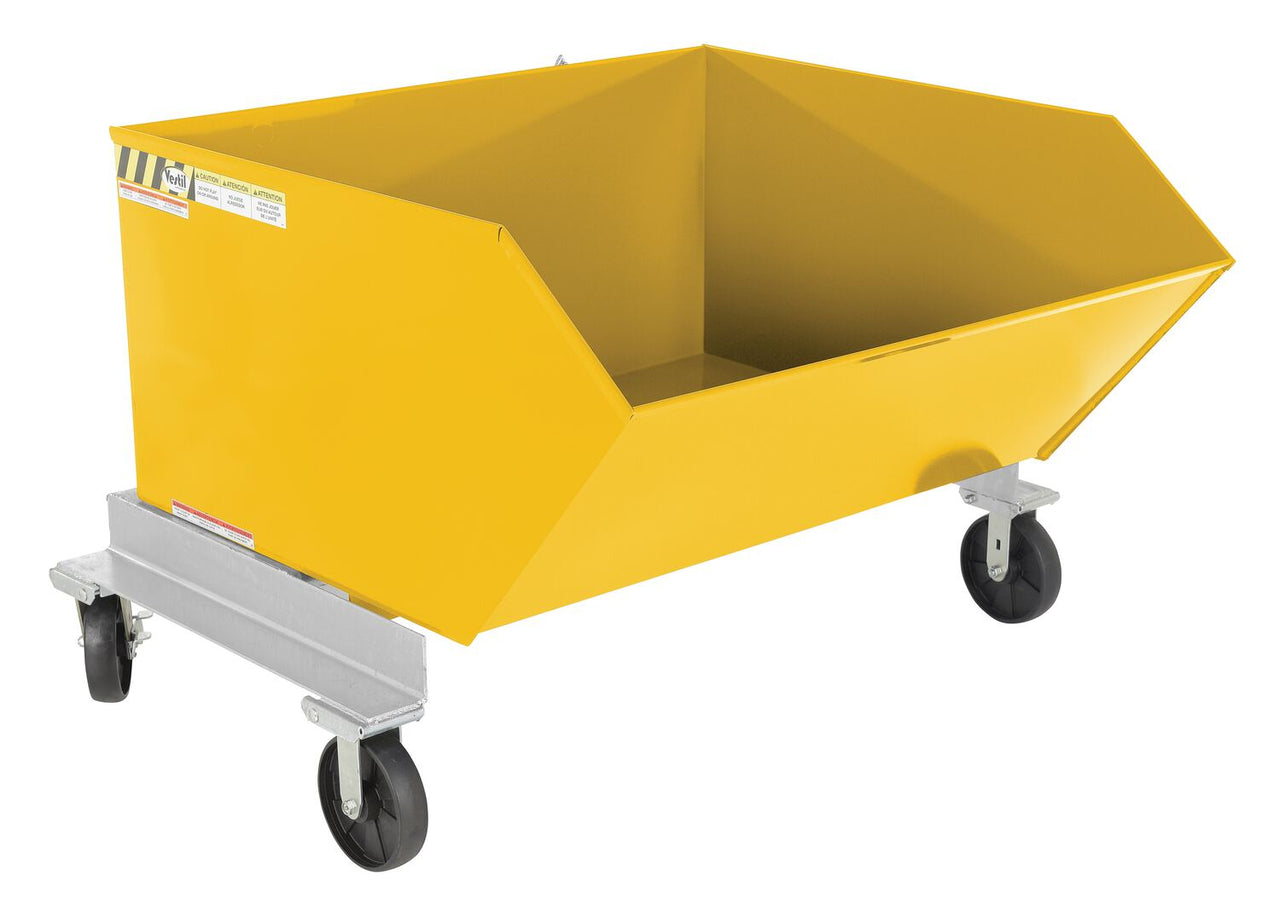 Steel Portable Tilting Hopper 1 Cubic Yard 2,000 Lb. Capacity Yellow