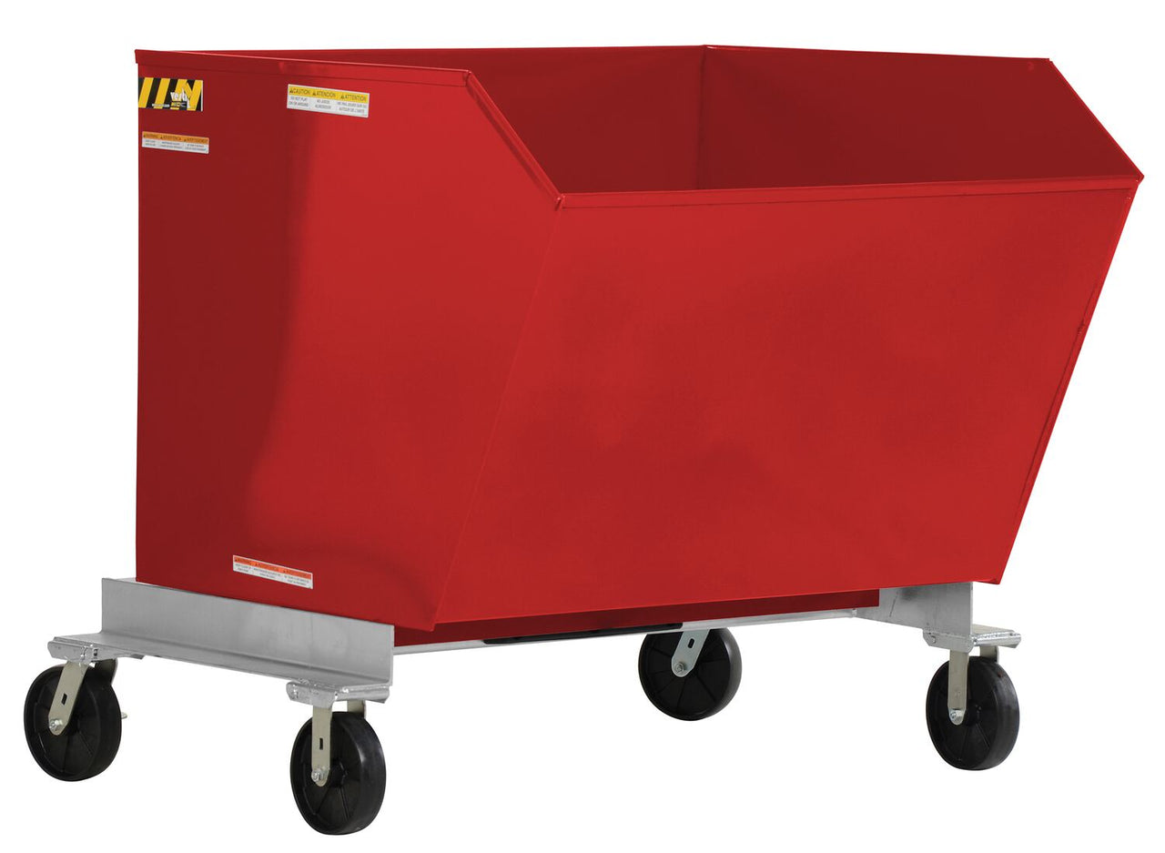 Steel Portable Tilting Hopper 1-1/2 Cubic Yard 2,000 Lb. Capacity Red