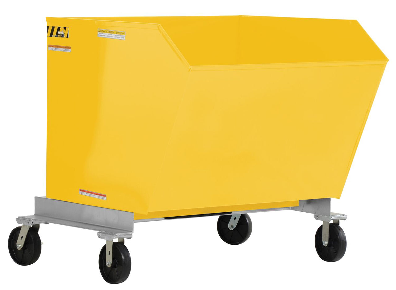 Steel Portable Tilting Hopper 1-1/2 Cubic Yard 2,000 Lb. Capacity Yellow