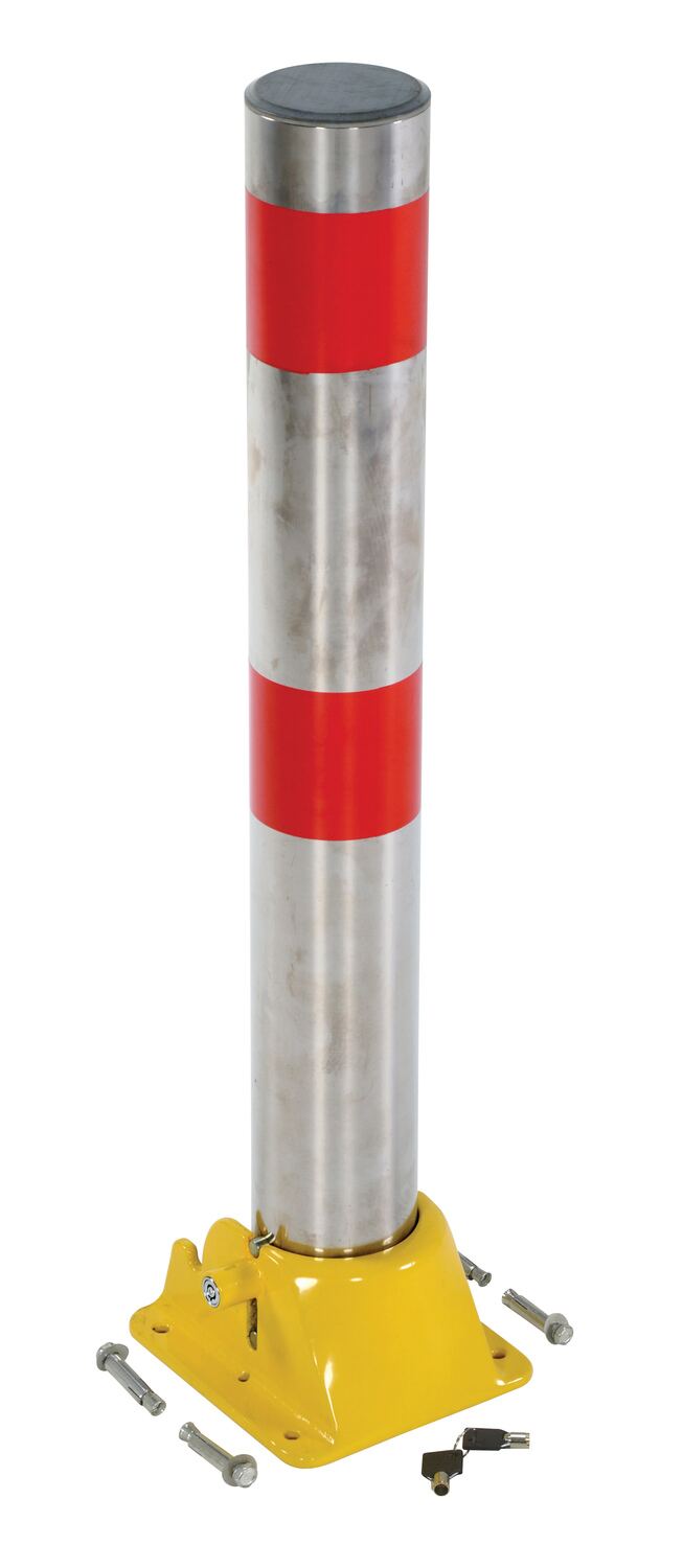 Stainless Steel Fold Down Bollard 8-1/4 In. x 7-1/2 In. x 33-1/2 In. Silver