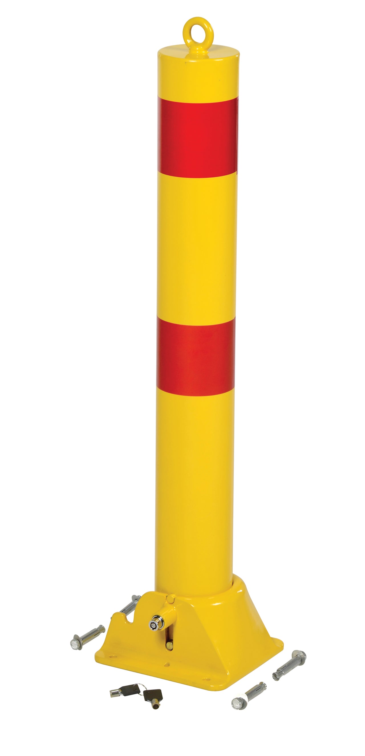 Steel Fold Down Bollard 8-1/4 In. x 7-1/2 In. x 35-1/2 In. Yellow