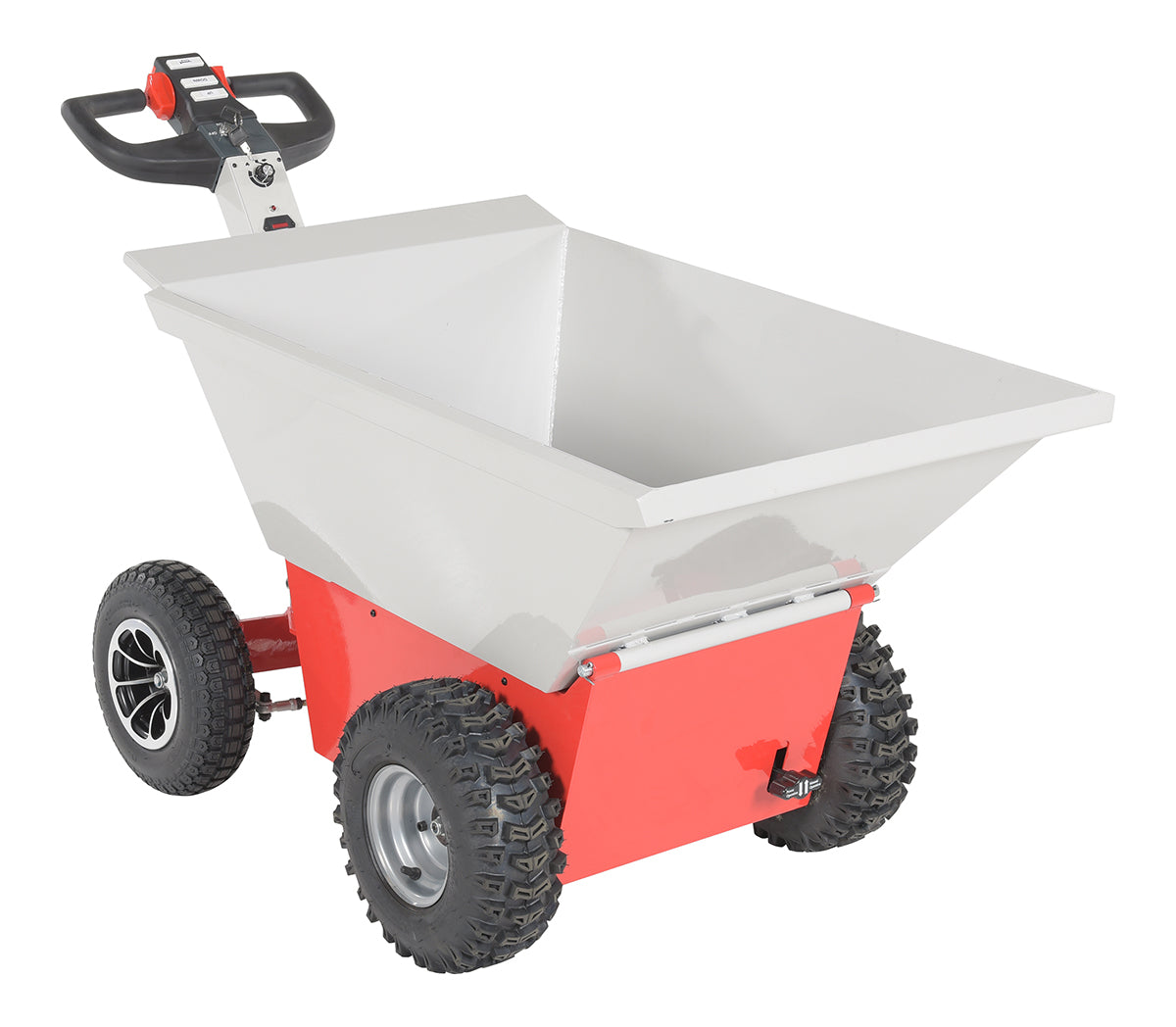 Steel Powered Dump Cart 57-3/4 In. x 27 In. x 37 In. 1000 Lb. Capacity Gray and Red