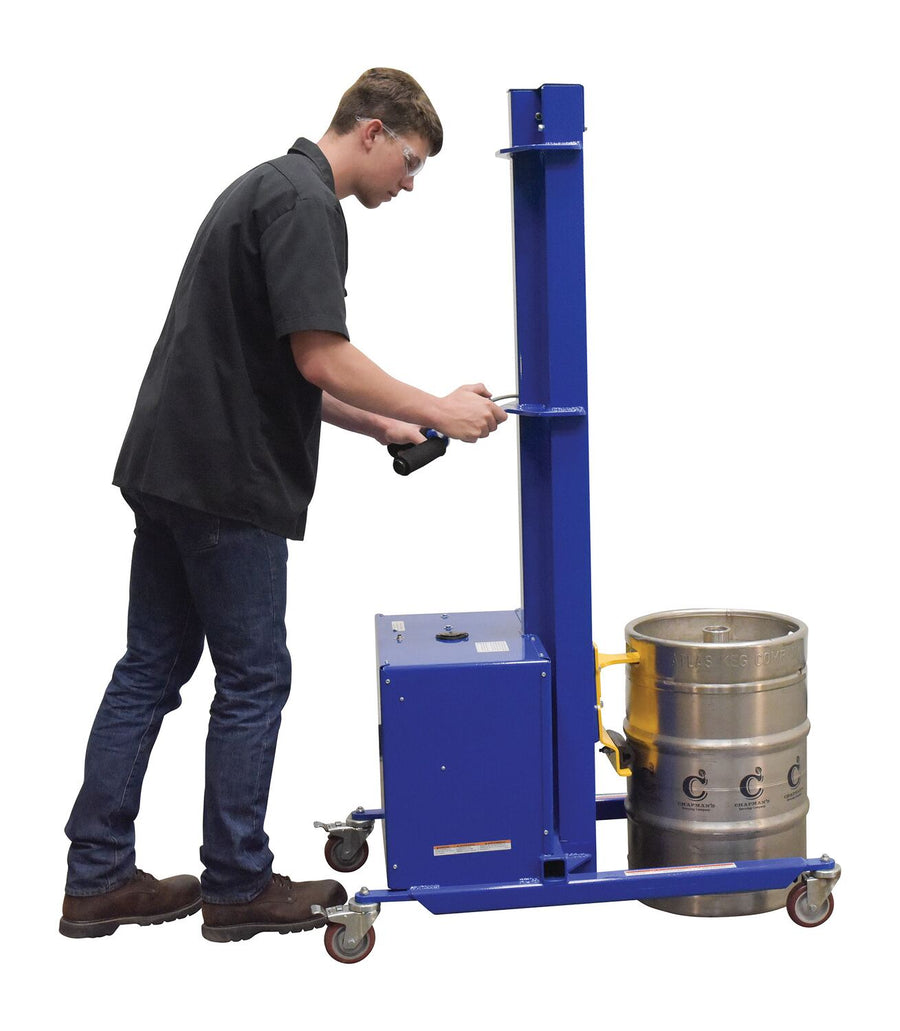 Vestil Steel Quick Lift DC Powered Keg Lift 57 In. Raised Height 400 Lb. Capacity