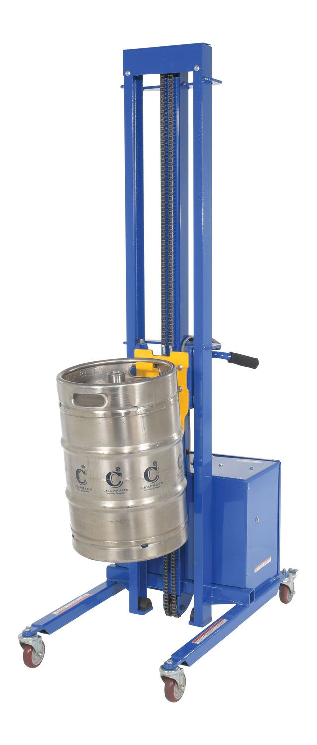 Vestil Steel Quick Lift DC Powered Keg Lift 72 In. Raised Height 400 Lb. Capacity