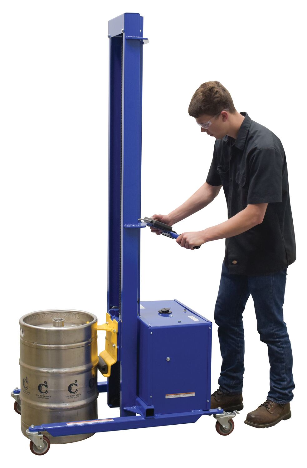 Vestil Steel Quick Lift DC Powered Keg Lift 72 In. Raised Height 400 Lb. Capacity