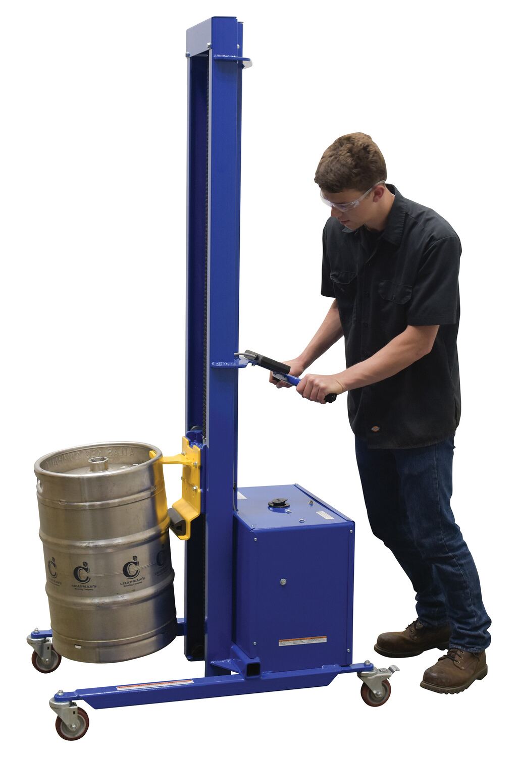 Vestil Steel Quick Lift DC Powered Keg Lift 72 In. Raised Height 400 Lb. Capacity