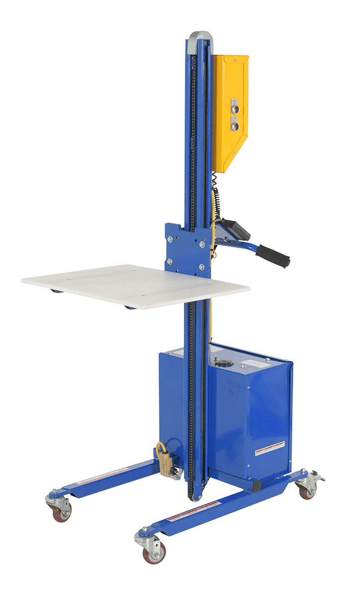 Vestil Steel DC Powered Quick Lift with Auto Height Indexer 175lb Capacity Blue