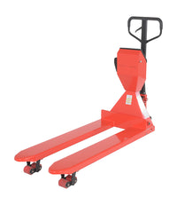 Thumbnail for Steel Low Profile Pallet Truck with Scale and Printer 64-1/2 In. x 22-1/2 In. x 48 In. 5000 Lb. Capacity Red