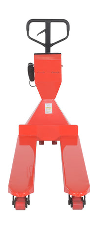 Thumbnail for Steel Low Profile Pallet Truck with Scale and Printer 64-1/2 In. x 22-1/2 In. x 48 In. 5000 Lb. Capacity Red