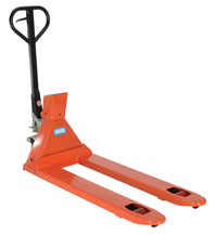 Thumbnail for Steel Trade Legal Low Profile Pallet Truck with Scale 61 In. x 21-1/2 In. x 45 In. 5000 Lb. Capacity Red