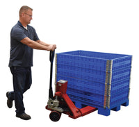 Thumbnail for Steel Trade Legal Low Profile Pallet Truck with Scale 61 In. x 21-1/2 In. x 45 In. 5000 Lb. Capacity Red