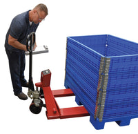 Thumbnail for Steel Trade Legal Low Profile Pallet Truck with Scale 61 In. x 21-1/2 In. x 45 In. 5000 Lb. Capacity Red
