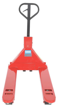 Thumbnail for Steel Trade Legal Low Profile Pallet Truck with Scale and Printer 66 In. x 28 In. x 48 In. 5000 Lb. Capacity Red