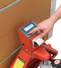 Thumbnail for Steel Trade Legal Low Profile Pallet Truck with Scale and Printer 66 In. x 28 In. x 48 In. 5000 Lb. Capacity Red