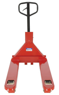 Thumbnail for Steel Trade Legal Low Profile Pallet Truck with Scale 66 In. x 28 In. x 48 In. 5000 Lb. Capacity Red