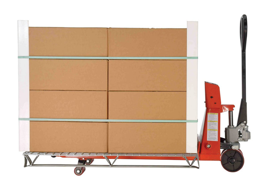 Steel Trade Legal Low Profile Pallet Truck with Scale 66 In. x 28 In. x 48 In. 5000 Lb. Capacity Red