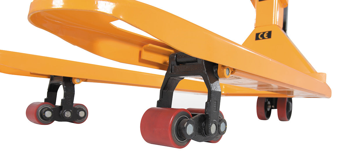 Steel Low Profile Economy Pallet Truck with Scale 67-1/2 In. x 27 In. x 47 In. 5000 Lb. Capacity Yellow