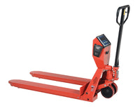 Thumbnail for Steel Low Profile Pallet Truck with Scale and Printer 66 In. x 28 In. x 48 In. 5000 Lb. Capacity Red
