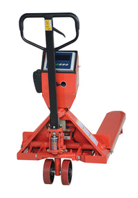 Thumbnail for Steel Low Profile Pallet Truck with Scale and Printer 66 In. x 28 In. x 48 In. 5000 Lb. Capacity Red