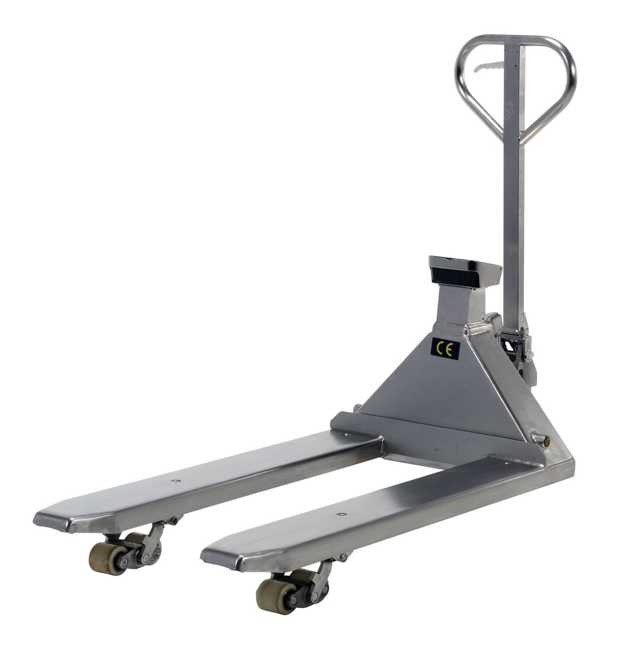 Stainless Steel Low Profile Pallet Truck with Scale 61-43/64 In. x 27 In. x 48-5/8 In. 5000 Lb. Capacity Silver